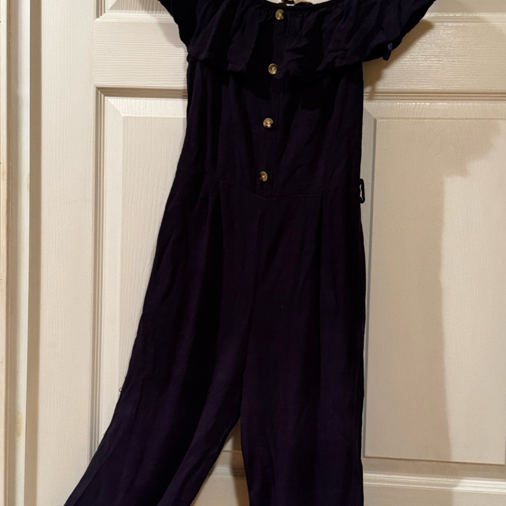 Monteau Dark Blue Jumpsuit Worn Once is beautiful on with a denim jacket